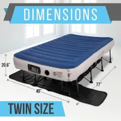 SereneLife EZ Air Mattress with Frame & Rolling Case, Foldable Self-Inflating Air Bed with Built in Pump, Twin