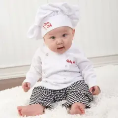 Baby Aspen "Big Dreamzzz" Baby Chef 3-Piece Layette in Culinary Themed Gift Box | BA16010WT