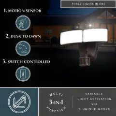 VAXCEL Zeta 2 Light LED Outdoor Motion Sensor Adjustable Security Flood Light Bronze