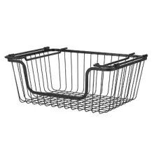 Oceanstar Stackable Metal Wire Storage Basket Set for Pantry, Countertop, Kitchen or Bathroom &ndash; Black, Set of 2