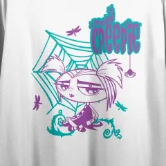 Growing Up Creepie Character Line Art Women's White Graphic Crop Tee