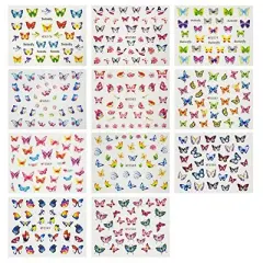 Wrapables Colorful Butterfly Nail Stickers 3D Butterfly Nail Art (330+ Nail Stickers/11 sheets)