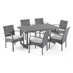Harlowe 7pc Wicker Dining Set - Gray/Gray - Christopher Knight Home