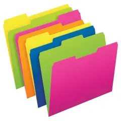 Pendaflex Twisted Glow File Folders, Letter Size, Assorted Colors, 1/3-Cut, 12 Per Pack, 2 Packs