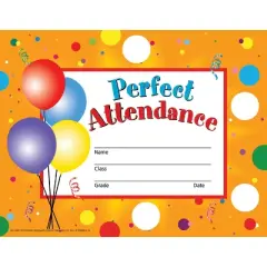 Hayes Publishing Perfect Attendance Certificates & Reward Seals - 30 8.5" x 11" Certificates, 160 Seals