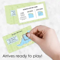 Big Dot of Happiness Baby Boy Dinosaur - Baby Shower or Birthday Party Game Scratch Off Cards - 22 Count