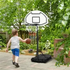 YONWAY Poolside Basketball Hoop Stand, Portable Basketball System Goal, Adjustable Height 3'-4', 30" Backboard, Black