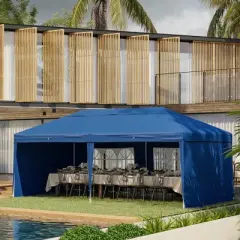 Outsunny 10' x 20' Heavy Duty Pop Up Canopy Party Tent with 4 Removable Sidewalls, Outdoor Cabana Gazebo with Carry Bag, Weather Protection
