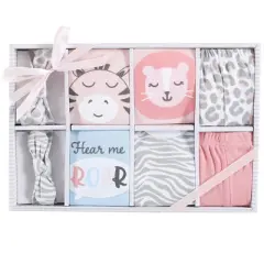 Hudson Baby Infant Girl Layette Boxed Giftset, Girl Safari, 0-6 Months