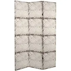 6" Double Sided Antiqued Paneling Canvas Room Divider Gray - Oriental Furniture
