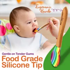 NutriChef Rainbow Bamboo Dinnerware Set with Silicone Suction for Kids