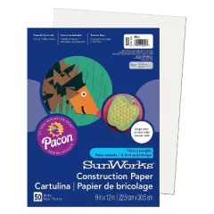 Pacon SunWorks 9" x 12" Construction Paper White 50 Sheets/Pack 10 Packs (PAC9203-10)