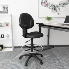 Drafting Stools with Adjustable Arms Black - Boss Office Products