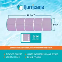 Hurricane 4 Pack HF7468-04P Platinum Purple Pool Filter Cartridge for PJAN115, Unicel C-7468, Filbur FC-0810, Jandy Industries CL460, CV460