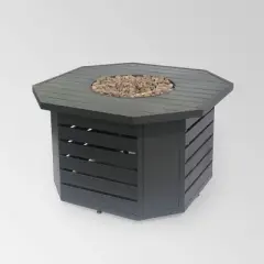 Rene Octagonal 45" Gas Fire Pit - Christopher Knight Home: Propane Fueled, Iron Frame, 90 Day Warranty