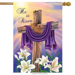 Briarwood Lane House Flag 40x28 For Outdoor Easter Cross For Easter House Flag