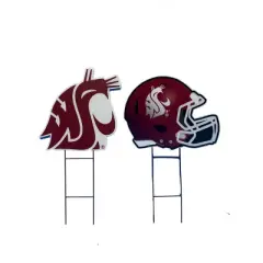 NCAA Washington State Cougars 2pk Logo and Helmet Garden Stake Set