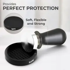 Kaffe Espresso Silicone Tamper Mat: Black Coffee Tamping Accessory, 3.5"x3.5", Lifetime Warranty