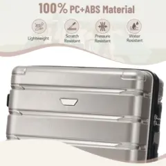 Syemin Luggage Hardshell Luggage Set 3 Piece Durable ABS and PC Travel Suitcase with Spinner Wheels for Men Women, Gray, 19.5"*11.3"*"29.4