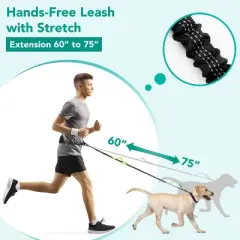 PetAmi Hands Free Dog Leash, Adjustable Waist Belt for Large Dog Walking Up to 125 lbs, Reflective Safety Bungee Running Hiking Jogging Biking