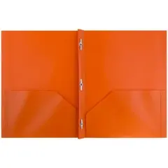 JAM 6pk POP 2 Pocket School Presentation Plastic Folders with Prong Fasteners Orange