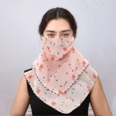 Unique Bargains Floral Print Triangle Earloop Neck Gaiter 1 Pc