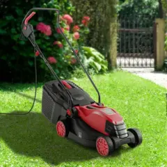 Tangkula Electric Lawn Mower 2-in-1 Versatile Corded Lawn Mower with Grass Collection Box 12 AMP Motor Red