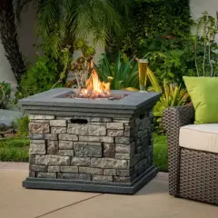 GDFStudio Abramo Outdoor 40,000 BTU Lightweight Concrete Fire Pit Table, Gray