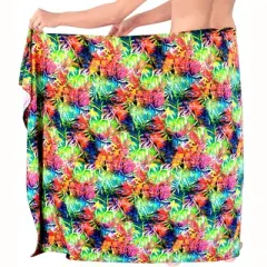 LA LEELA Men's Vacation Beachwear Lava Lava Sarongs Swimwear Cover Up Summer Long Holidays Wrap Vacation Pareo For Men One Size Multicolored, Leaf