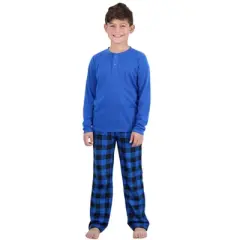 Sleep On It Boys 2-Piece Plaid Pajama Set - Royal