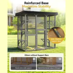 GOTGELIF 71" Wood Catio Weatherproof Cat Enclosure House With 6 Platforms