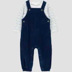 Carter's Just One You&reg; Baby Boys 2pc Striped Long Sleeve T-Shirt and Overalls Set - Blue