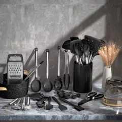 Itopfox 34-Piece Silicone Kitchen Utensil Set for Nonstick Cookware with Stainless Steel Handles, Includes Spatulas, Spoons, Tongs & More