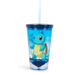 Just Funky Pokemon Squirtle 16oz Plastic Carnival Cup Tumbler with Lid and Reusable Straw