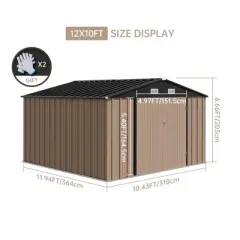 Outdoor Storage Shed with Updated Frame Structure & Lockable Door, Waterproof Practical Garden Patio Lawn Poolside Metal Tool Shed
