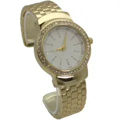 OLIVIA PRATT TEXTURED AND RHINESTONE DETAL BANGLE WATCH