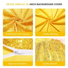 TROPOW Sequin Wedding Arch Cover &ndash; Round Top Zippered Backdrop for Parties/Events (1-Pack)