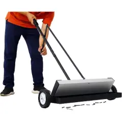 Garvee 24-Inch Rolling Magnetic Pick-Up Sweeper, 100LBS Capacity Quick Release Sweeper, Heavy Duty Magnetic Pickup Tool for Nails Screws Collection