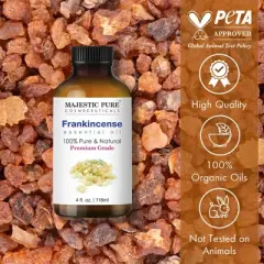 Majestic Pure Frankincense Essential Oil with Dropper - 100% Pure and Natural Premium Grade - 4 Fl Oz