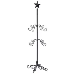 Transpac 34.65 in Black Metal Christmas Star Stocking Holder Durable Iron Design for Holiday Decor