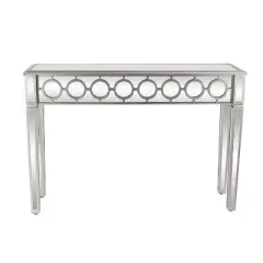 Glam Mirror and Wood Patterned Console Table Silver - Olivia & May