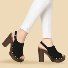 Allegra K Women's Open Toe Slingback Platform Chunky Heel Sandals