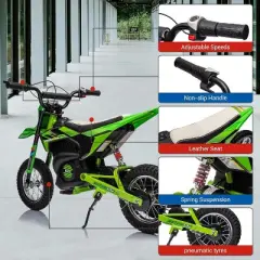 24V Kids Electric Off-Road Motorcycle 250W Motor Air-Filled Tires Metal Suspension Max 22KM/H 139LBS Load for Ages 6+ Riding Toy
