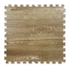 Home Aesthetics 100 SqFt 3/8" EVA Foam Mat Natural Brown Wood Grain Interlocking Mat 2'X2' 25pcs