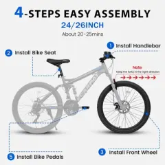 Aukfa 26 Inch Mountain Bike for Adults - 21-Speed Disc Brakes, Dual Shock Absorption, Unisex Commuter & Trail Bike for Men & Women