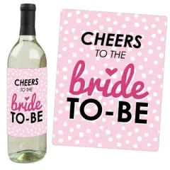 Big Dot of Happiness Bride-to-Be - Bridal Shower & Classy Bachelorette Party Decorations for Women - Wine Bottle Label Stickers - Set of 4