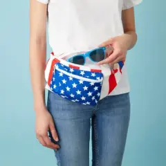 Juvale American Flag Fanny Pack for Women and Men, Patriotic USA Crossbody Bag with Adjustable Waist Belt Straps for 4th of July, 15 x 5 x 3 In