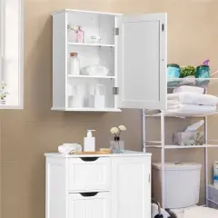 Yaheetech 3 Tier Wall Mounted Storage Cabinet with Adjustable Shelf