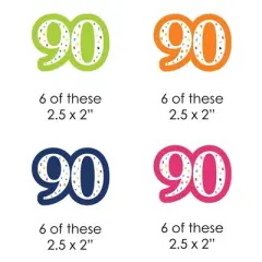 Big Dot of Happiness 90th Birthday - Cheerful Happy Birthday - Paper Straw Decor - Ninetieth Birthday Party Striped Decorative Straws - Set of 24