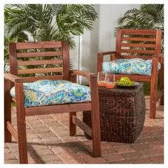 Set of 2 Painted Paisley Outdoor Seat Cushions - Kensington Garden